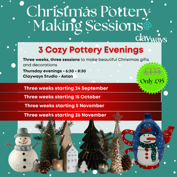 Cozy Christmas pottery sessions at Clayways Nantwich poster