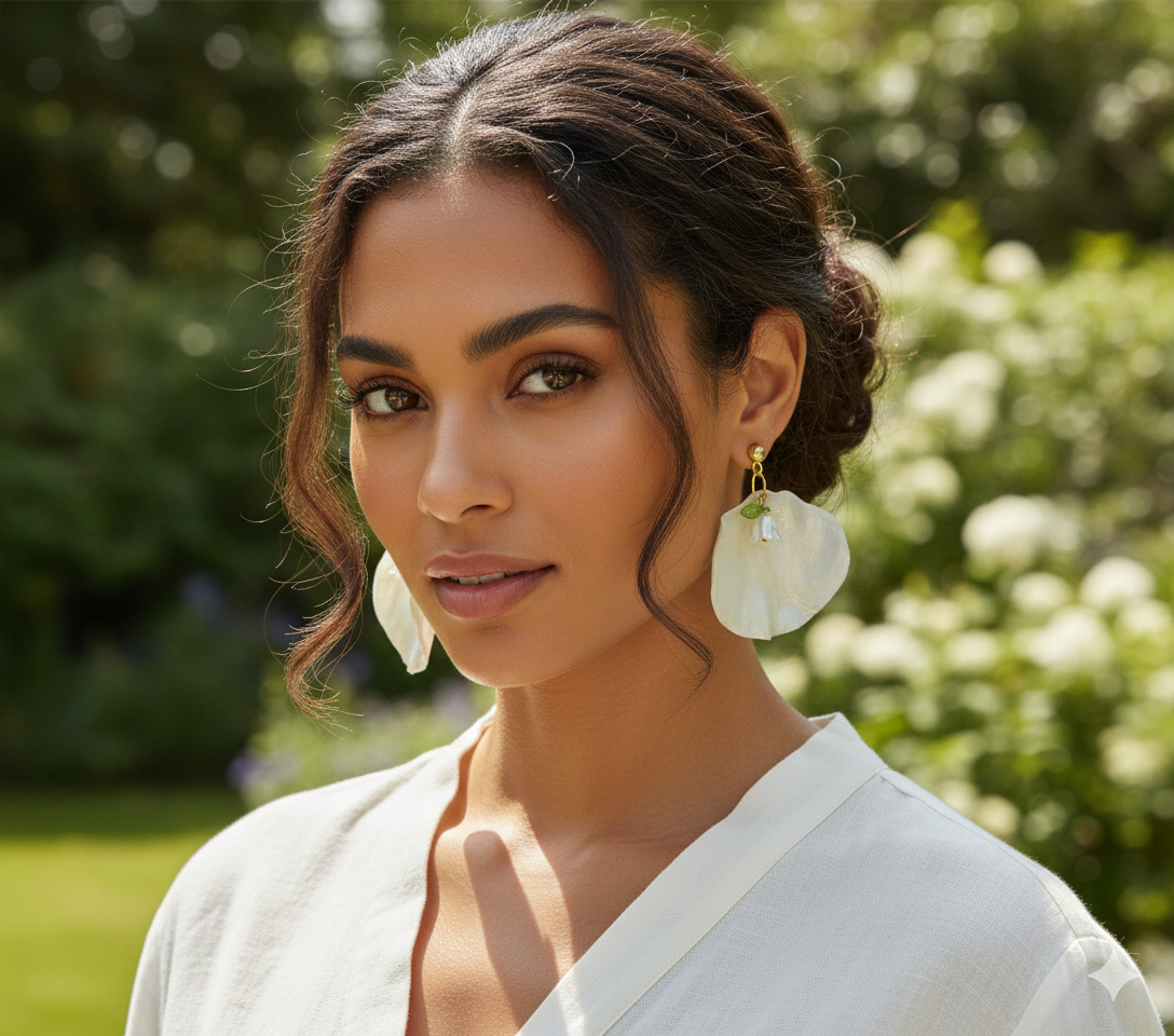 Pearlescent Botanical Statement Earrings