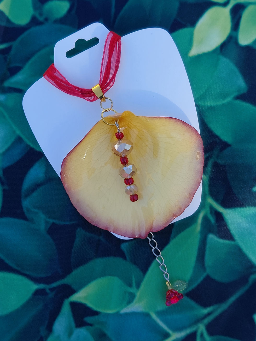 Thumbnail: rtisan botanical necklace Sunset Serenity, featuring real organic elements and handcrafted in Florida.