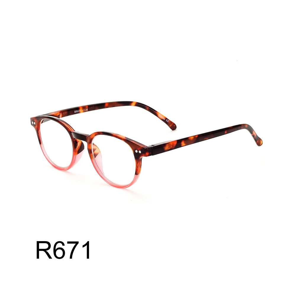 Thumbnail: Unisex Spring Hinge Round Horn Reading Glasses 