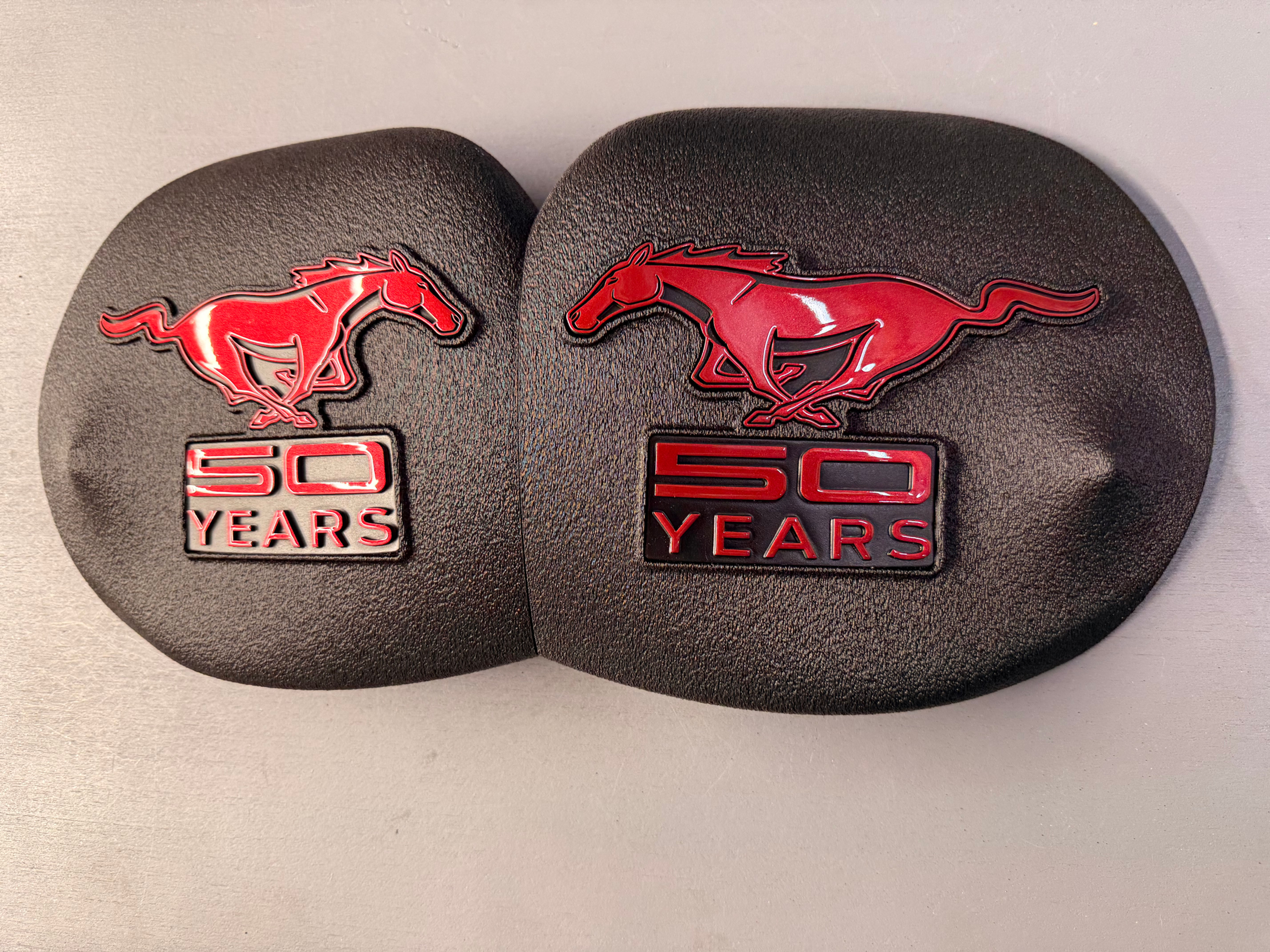 2015-2026 mustang strut tower covers (pony 50 years) choose logo color