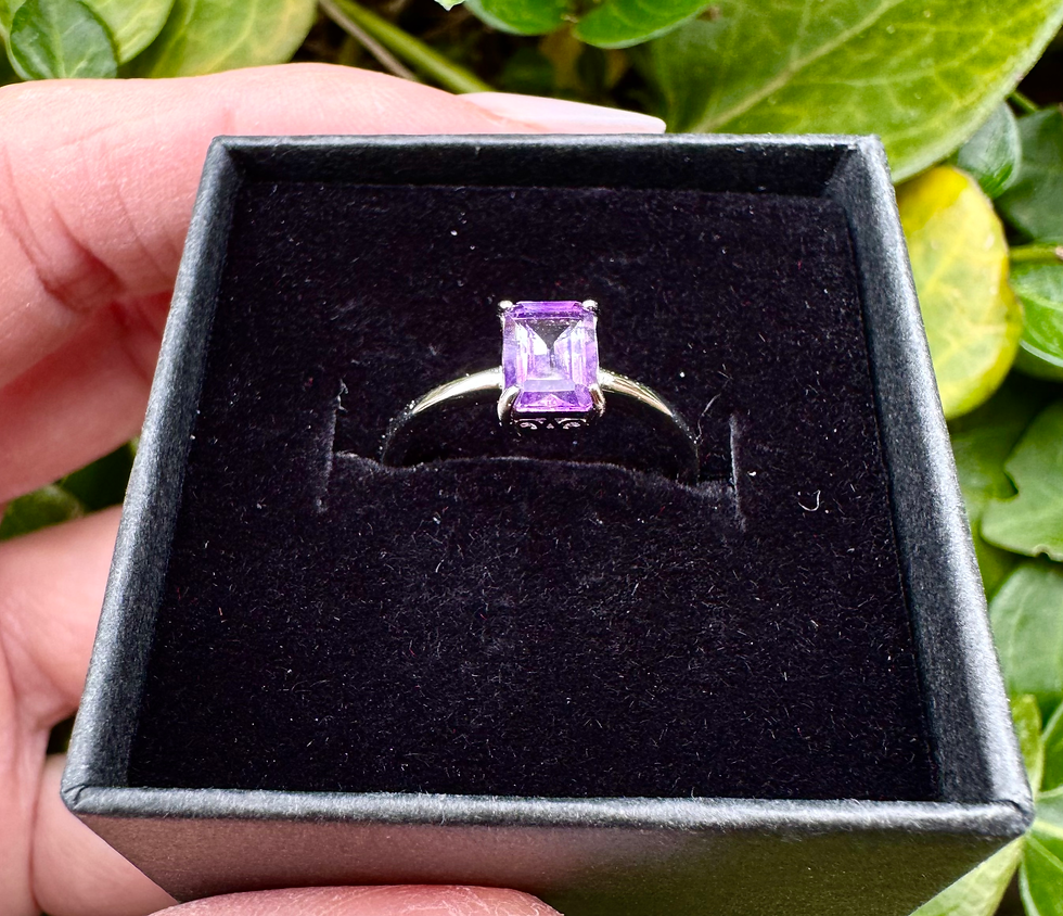Miniatura: ANELLO QUADRATO IN AMETISTA E ARGENTO REGOLABILE