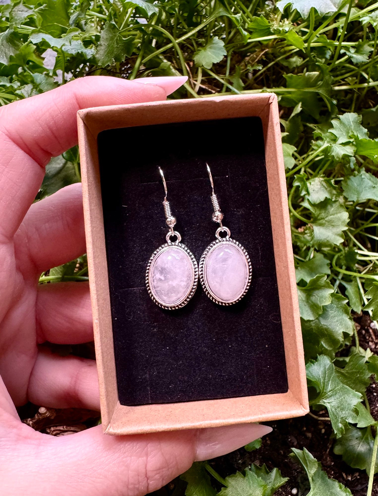 ORECCHINI PENDENTI QUARZO ROSA