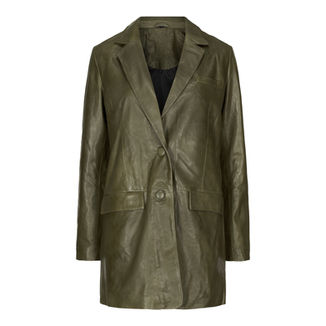 Lige skåret oversized blazer i lækkert blødt skind med en flot åben krave.