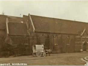 St John the Baptist Church, Wimbledon, not long after construction is 1975