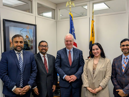 The leaders of UMAA, SMF, Idara e Jaferia, and Dr. Noor Zaidi met with US Senator Van Hollen at his DC Office.