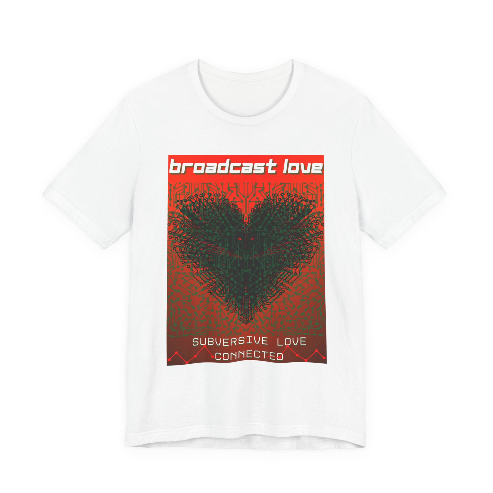 Broadcast Love Graphic Tee, Unisex Jersey T-Shirt, Utilitarian Art
