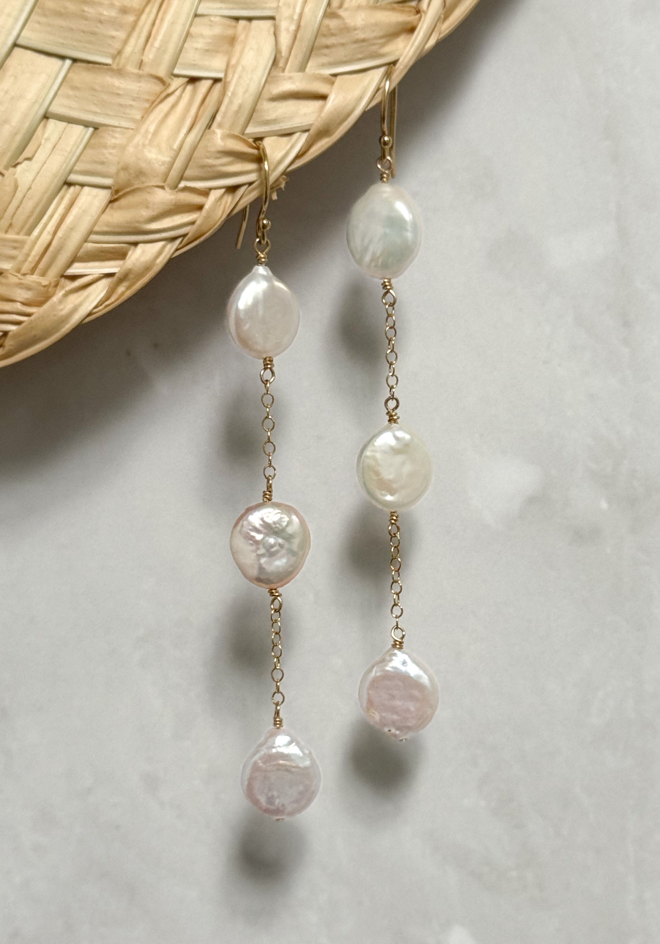 Coin Pearl Drop Earrings