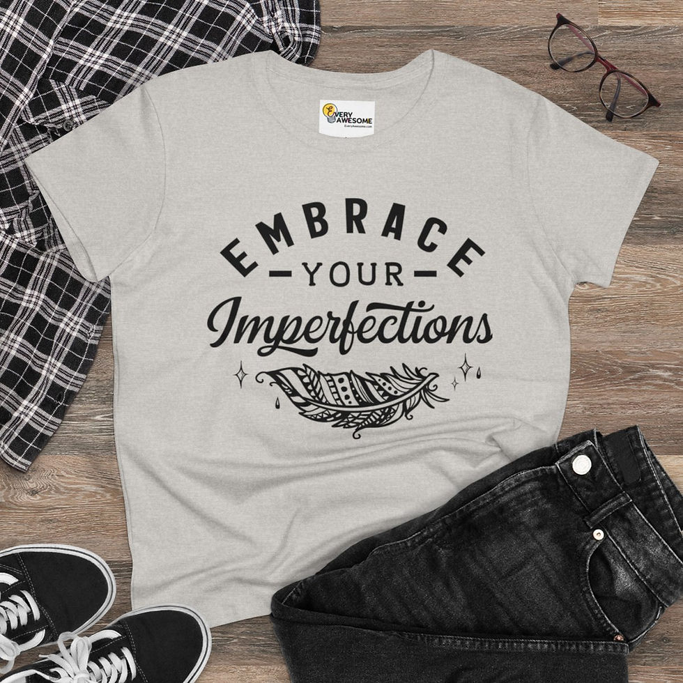Thumbnail: LADIES EMBRACE YOUR IMPERFECTIONS BLACK PRINT LABEL T SHIRT