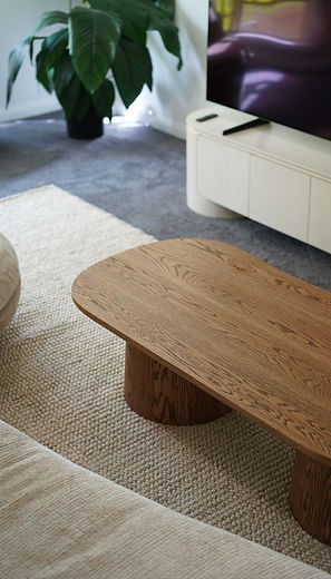 Coffee table made from American Oak with organic curves in the top.