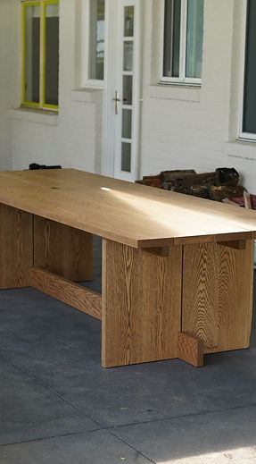 3 metre outdoor dining table handcrafted in American Oak.