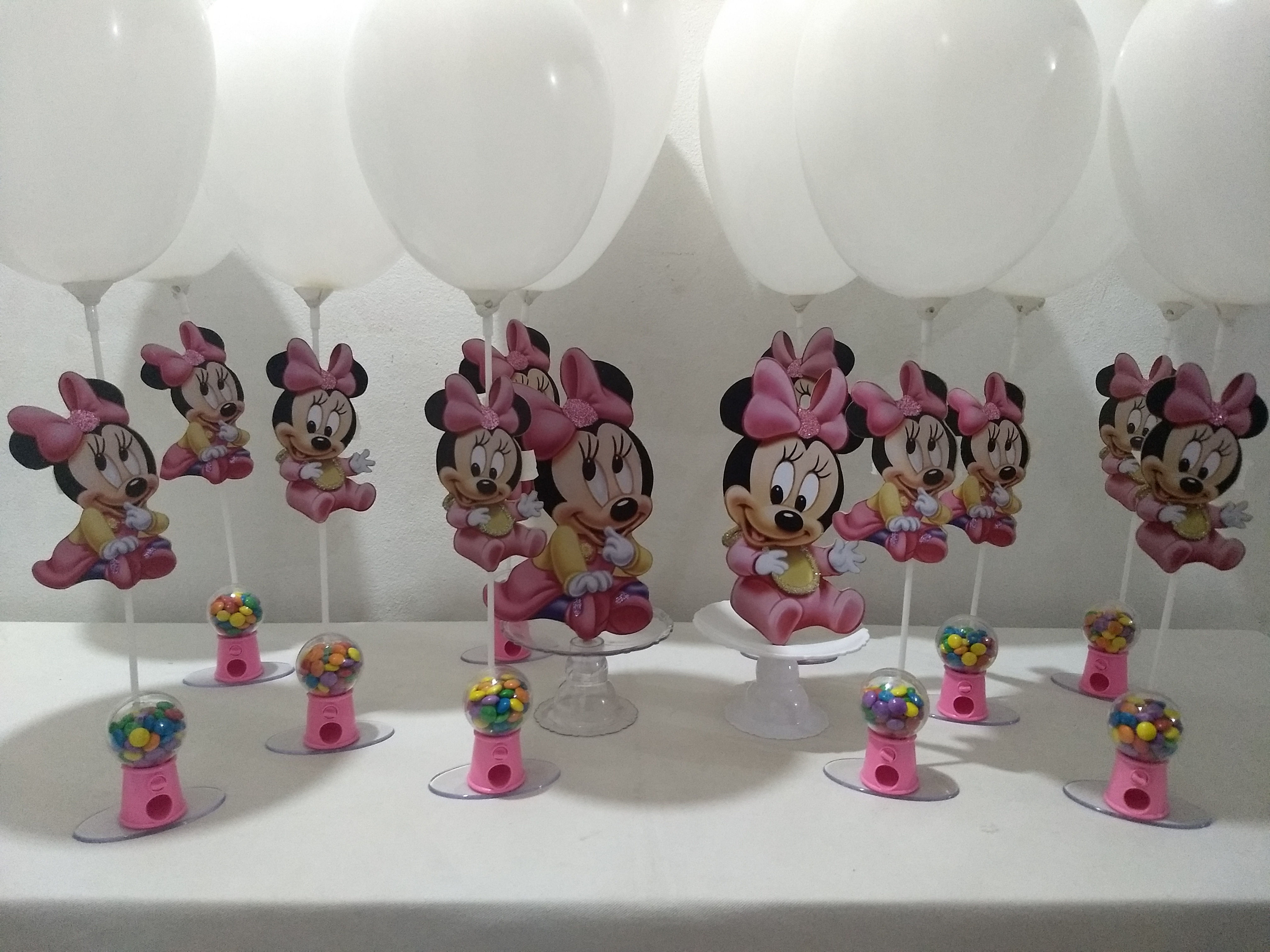 Centro de mesa Minnie Baby baleiro confete