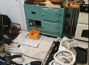 Rangemaster logo being repaired