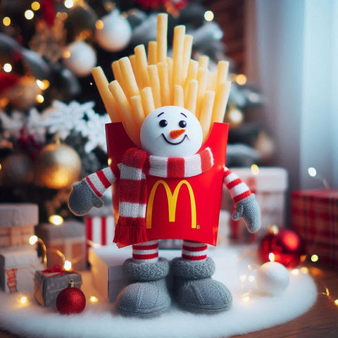 Holiday promotional restaurant advertising created with AI, generative AI, SME level talent for input.