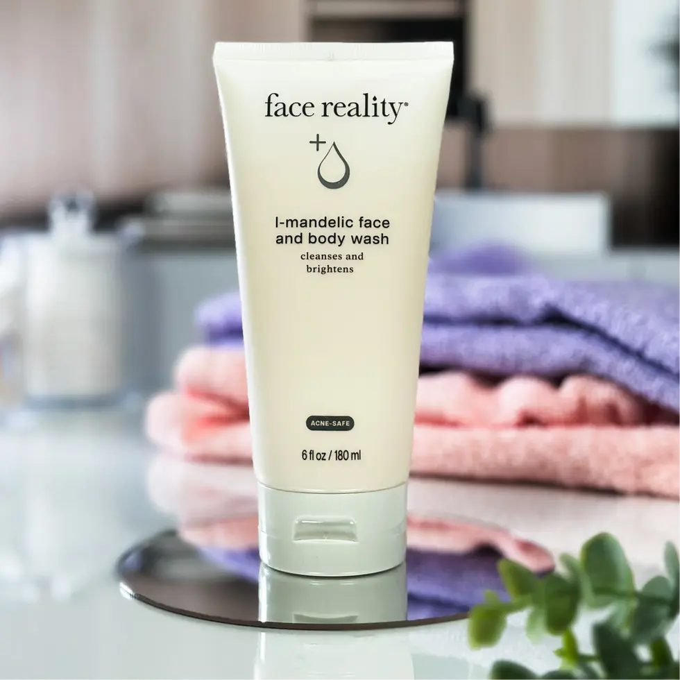 Face Reality L-Mandelic Wash 6 oz, clarifies and exfoliates face and body acne, Transcendence Skin
