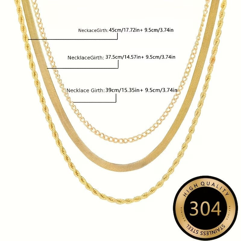 Stainless Steel High-Quality Minimalist Light Luxury Three-Layer Necklace for Wo
