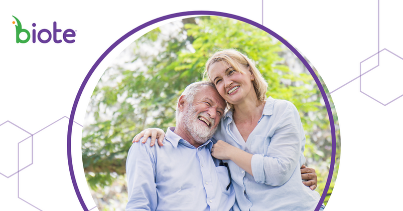 Couple smiling gets Biote Hormone Optimization