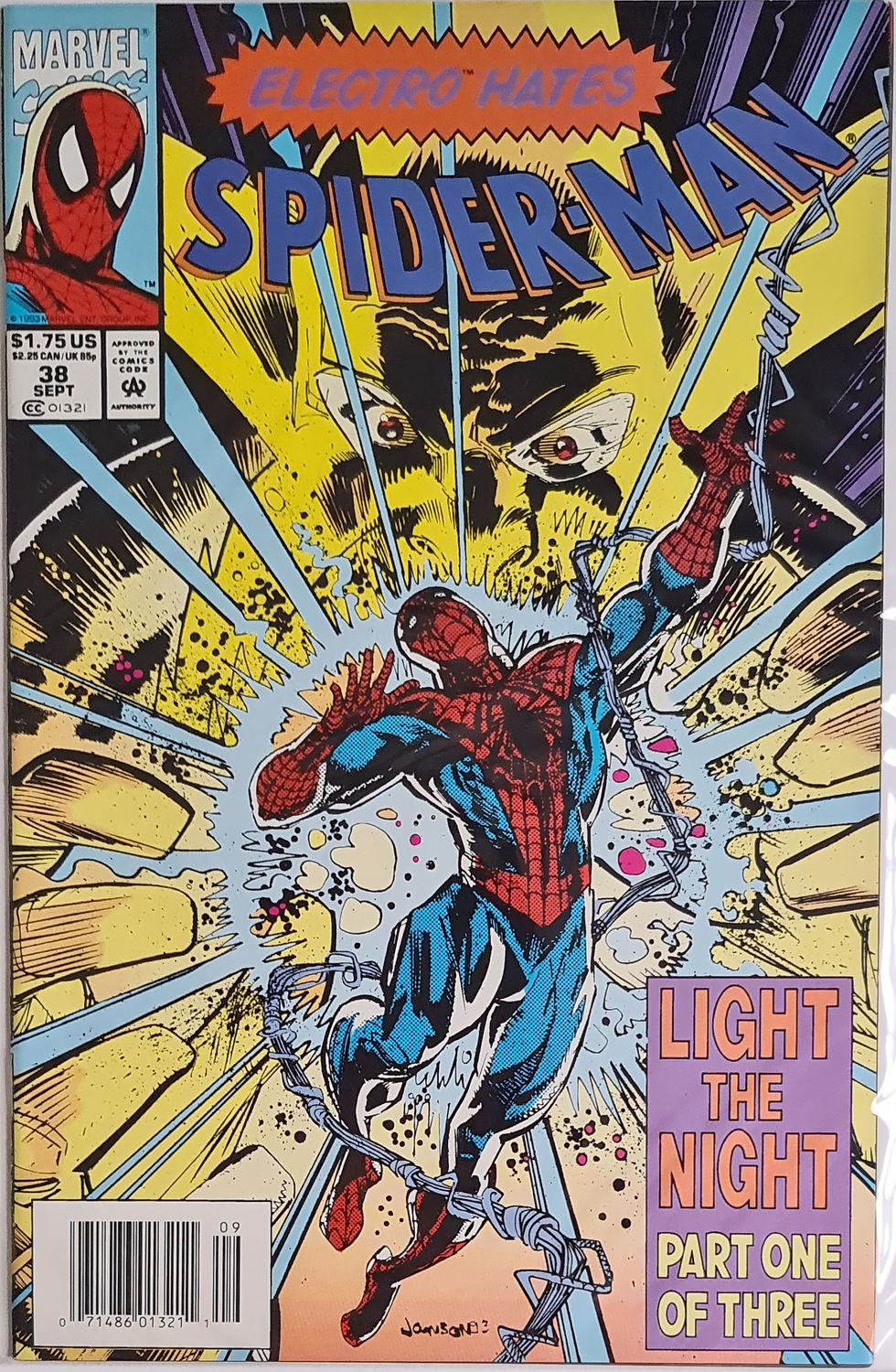 Spider-Man #38 (08/1993) Electro Appearance - Newsstand Edition - NM - Marvel