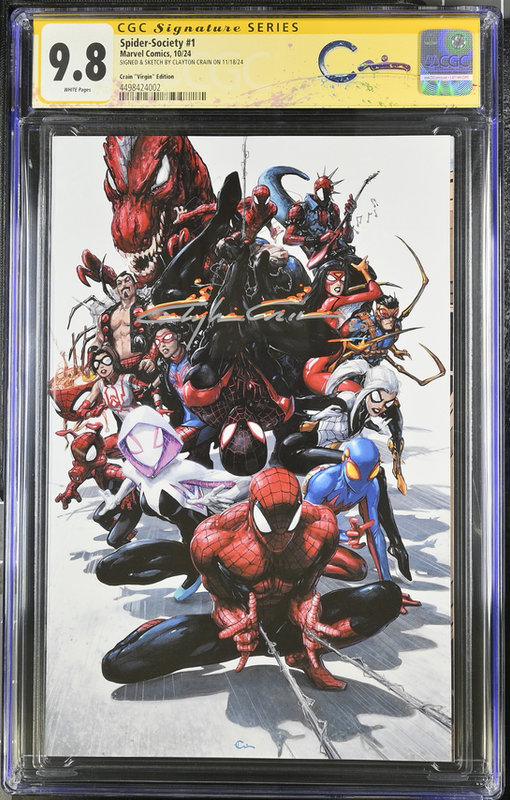 Spider-Society #1 (10/2024) - Crain Virgin Var Flame Signed custom label CGC 9.8