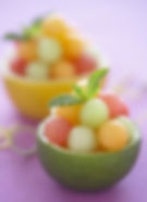 Melon Balls in Citrus Cups