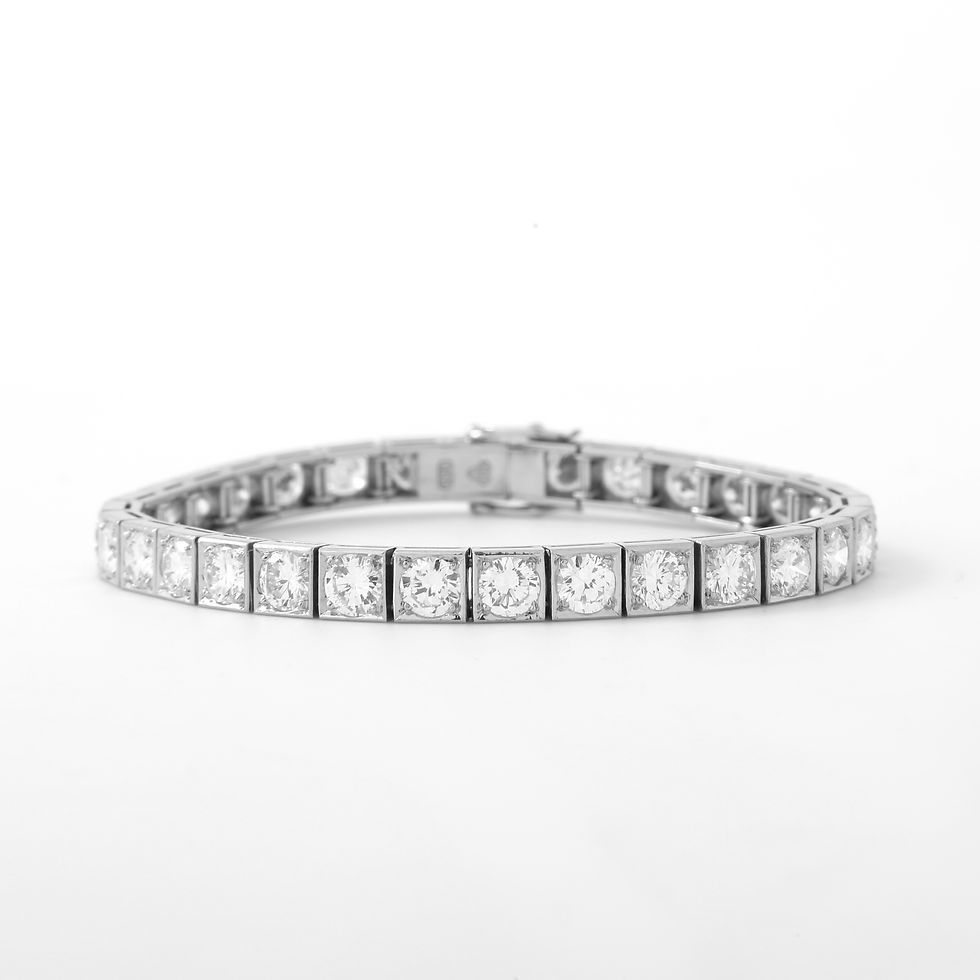 1950's Platinum Diamond Tennis Bracelet 31 Diamonds, 11.0 CTTW