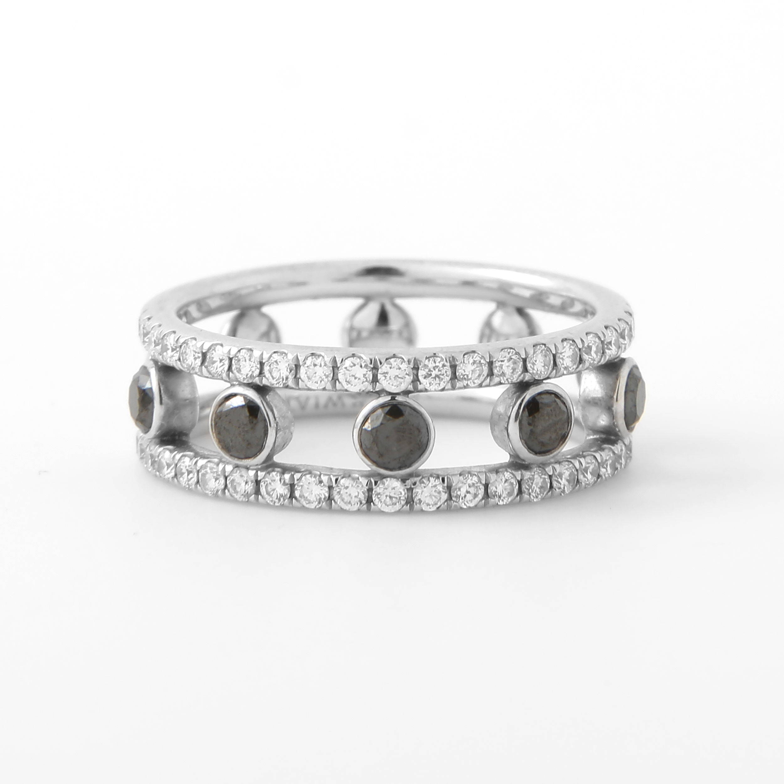 Kwiat Black & White Diamond Band Ring, 18K White Gold