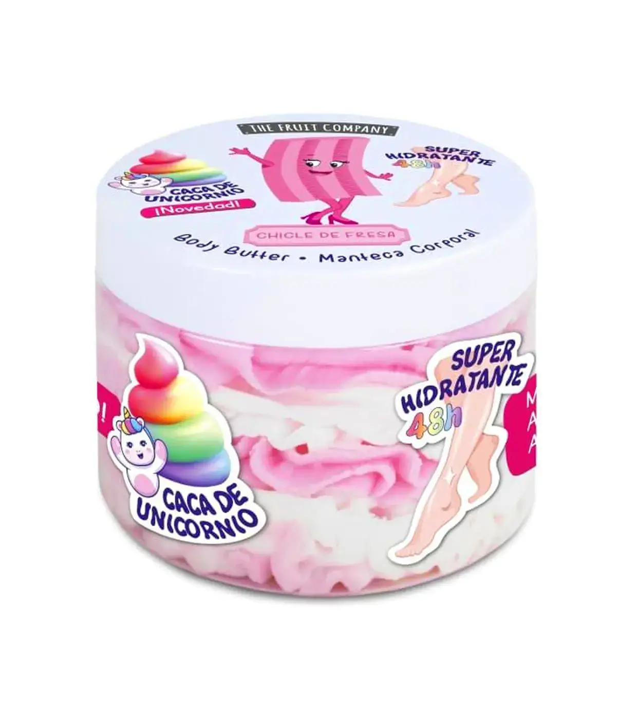 Manteiga corporal com sabor a pastilha elástica de morango