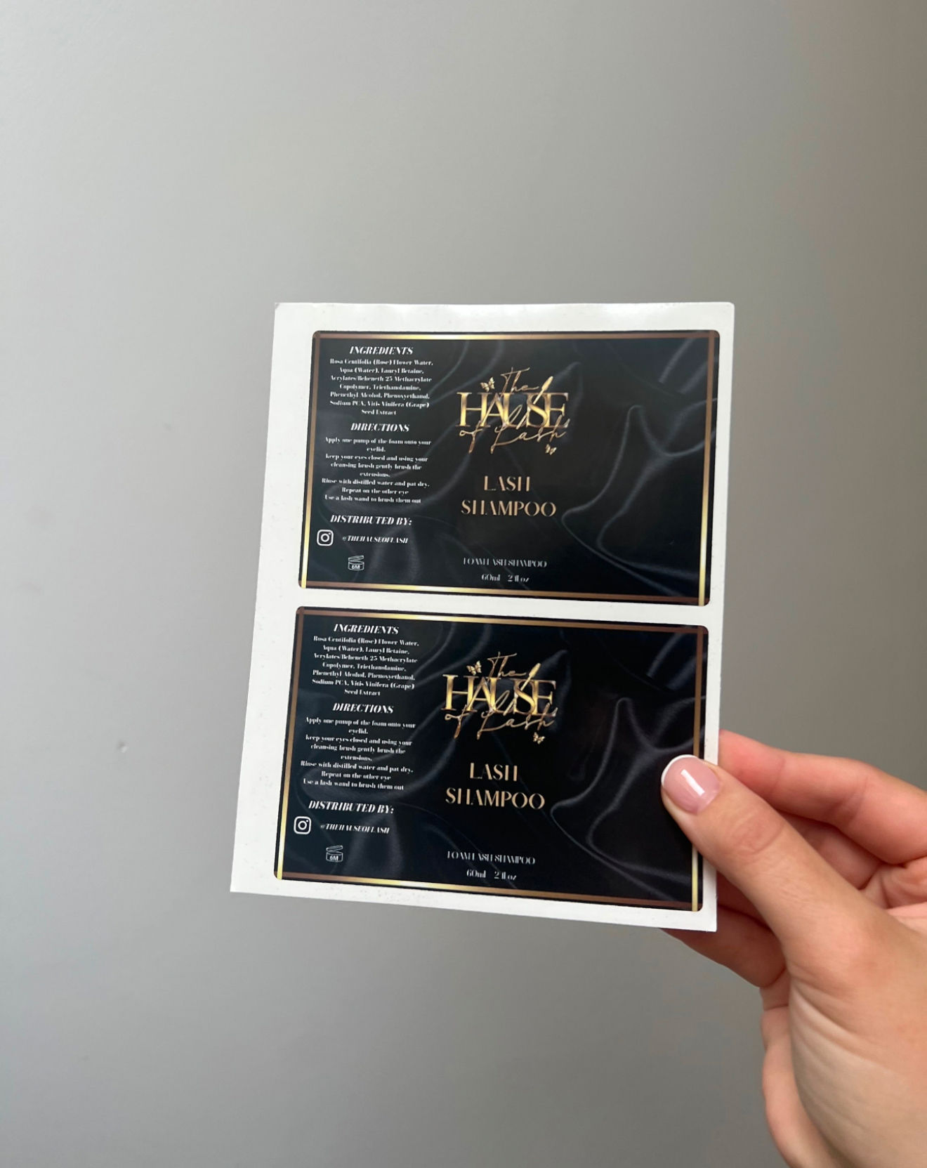 Lash shampoo label + design