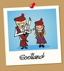 Cartoon Scottish couple in typical garb,pekilt, tams, with bagpipe
https://www.dreamstime.com/illustration/scottish-couple.html
