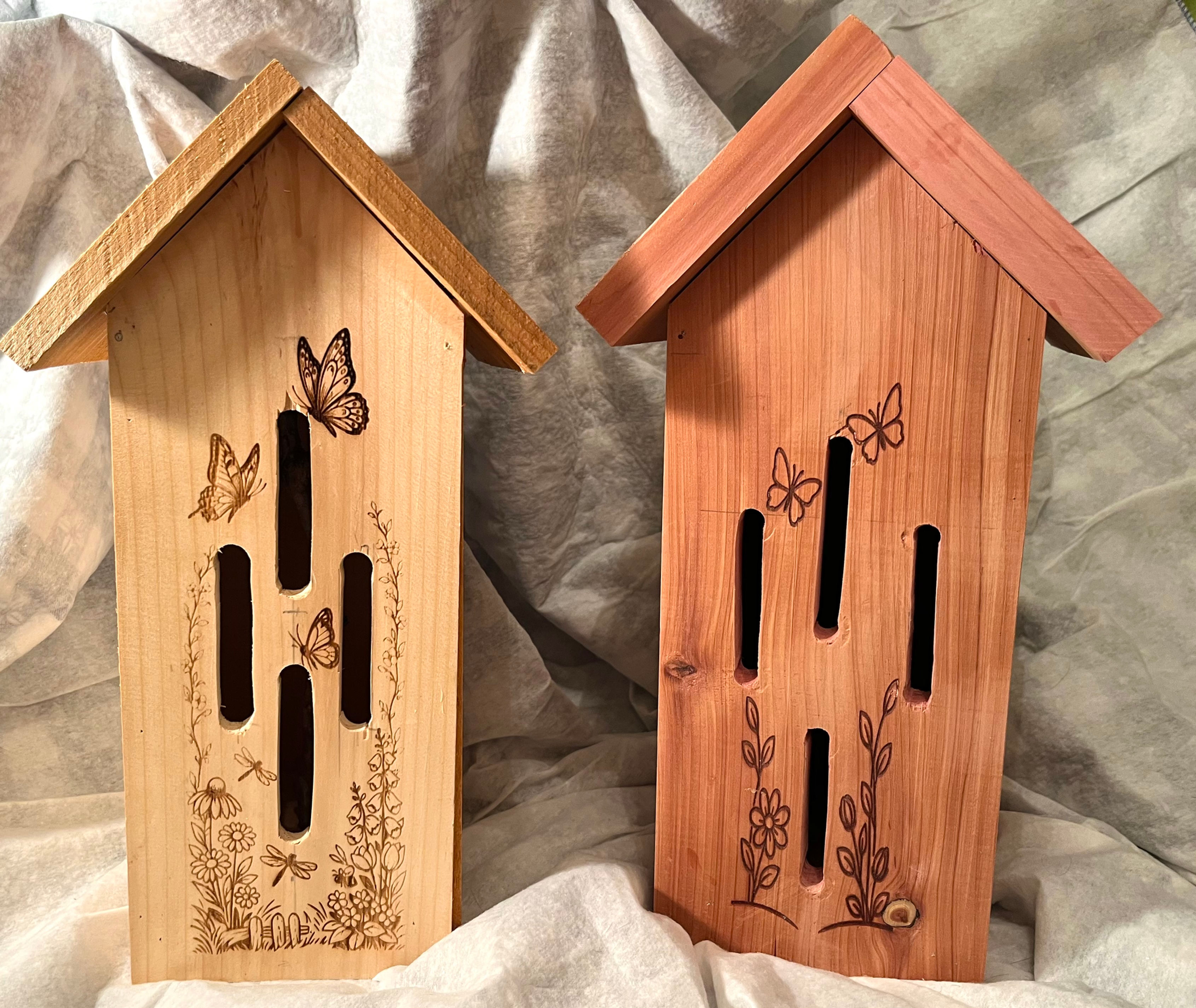 Rough Cedar Butterfly House (left in photo)