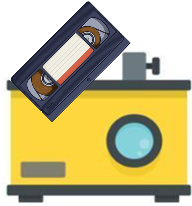 Cartoon video cassette and slide projector