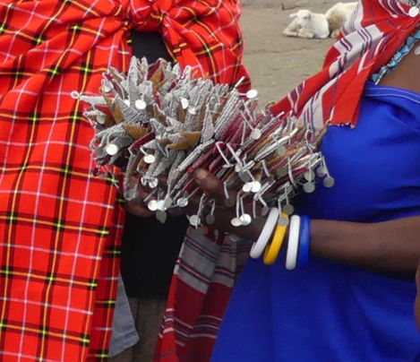 Massai artists with their beaded stars