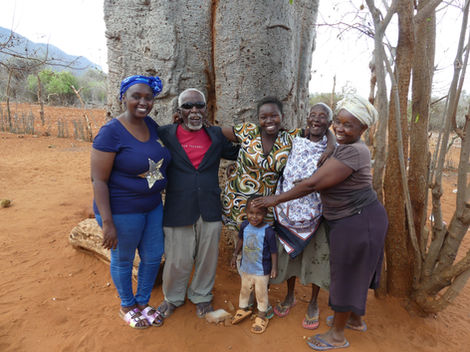 Rosie and her family in their rural village, Kajire, Kasigau, Taita Taveta, Kenya