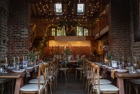 Napkins on long table settings at a wedding