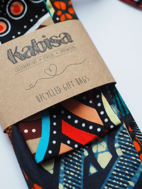 Upcycled Gift Bags made from our off-cuts of material in their packaging