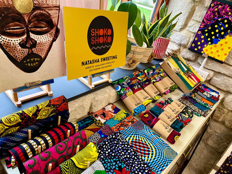 Kabisa range complimenting artist Natasha Sweeting's art at her studio Shoko Shoko , Tithe Barn Studio's, Bradford on Avon