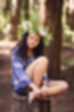 East-Bay-styled-photography-woodland-girl-sitting-on-stump-1