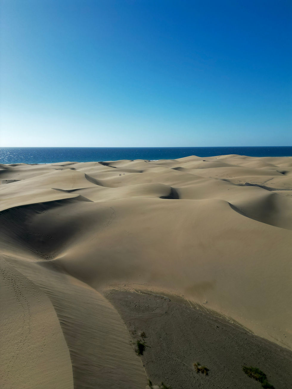 Die beeindruckenden Maspalomas-Dünen auf Gran Canaria bieten weite Sandlandschaften und atemberaubende Ausblicke auf das Meer – ein unvergesslicher Naturgenuss.