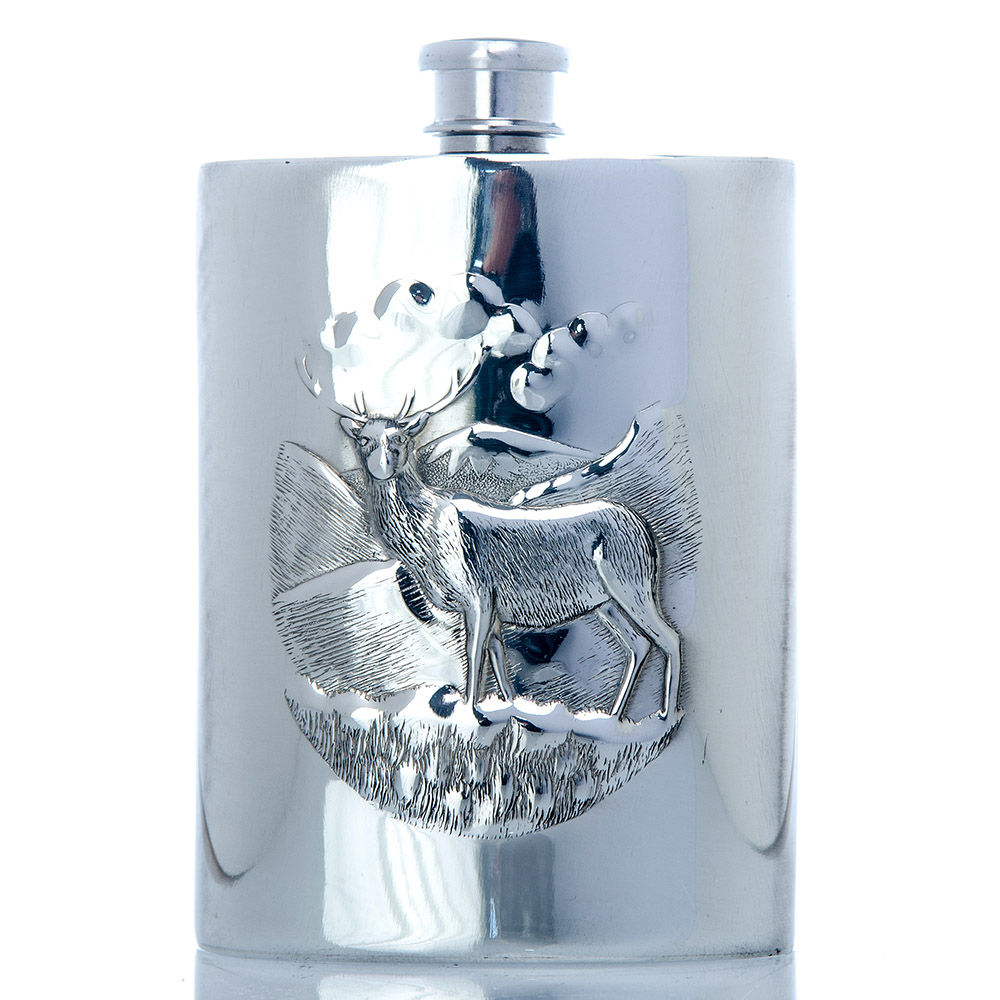 Pewter Hip Flask - 6oz Stag