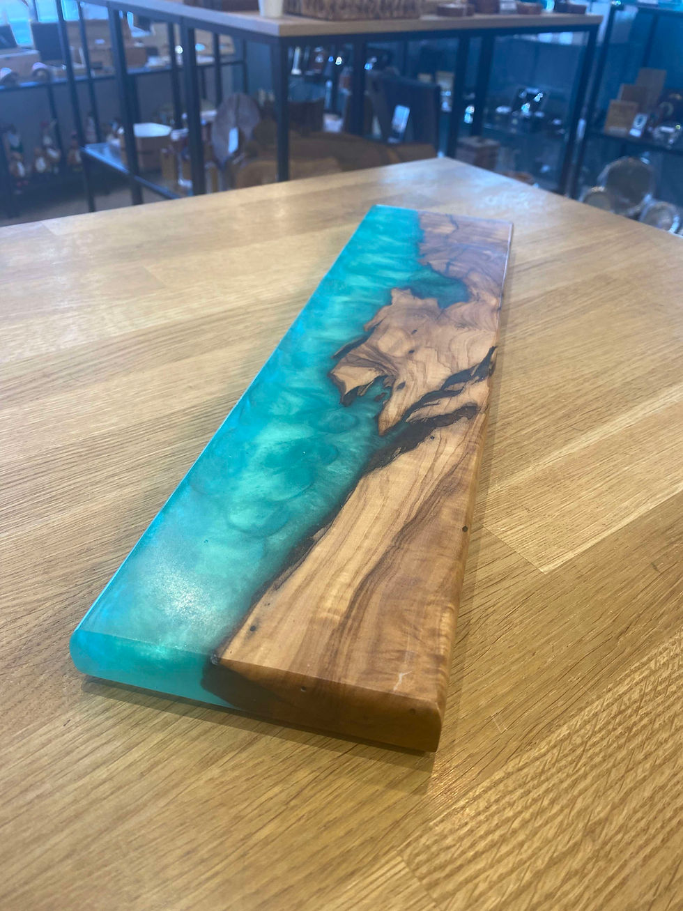 Thumbnail: Olive Wood and Green Coloured Epoxy Resin Serving Board