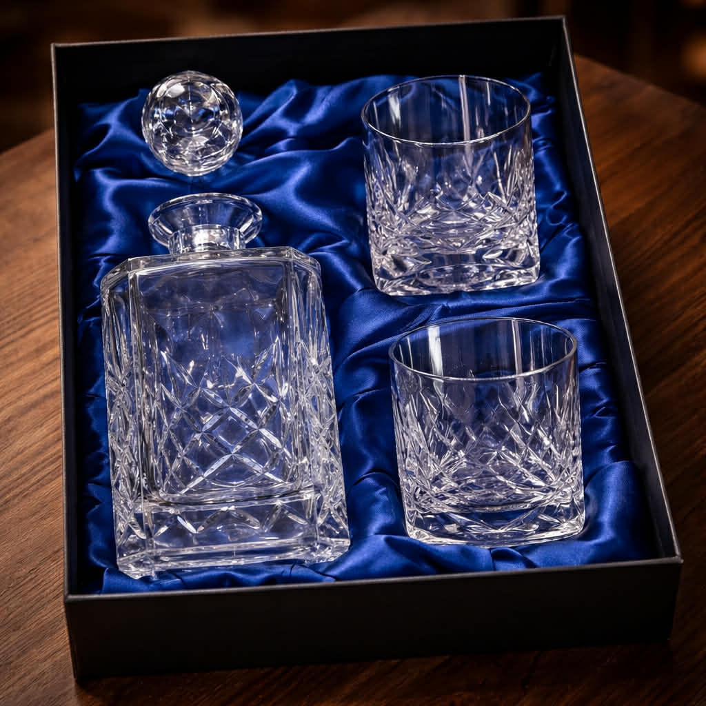 3 Piece Blenheim Whiskey Decanter and Two Glass Set