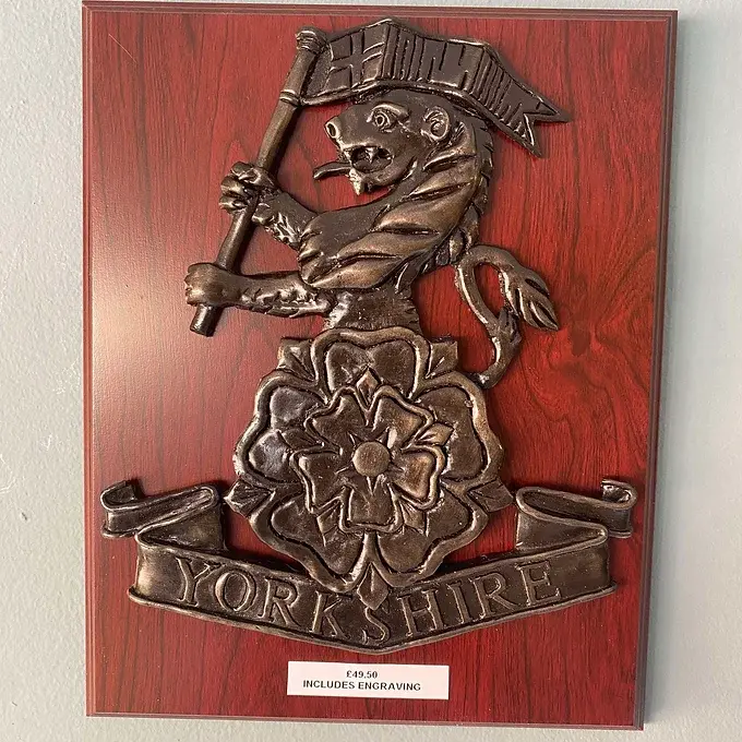 Yorkshire Regiment Cap Badge on Plaque