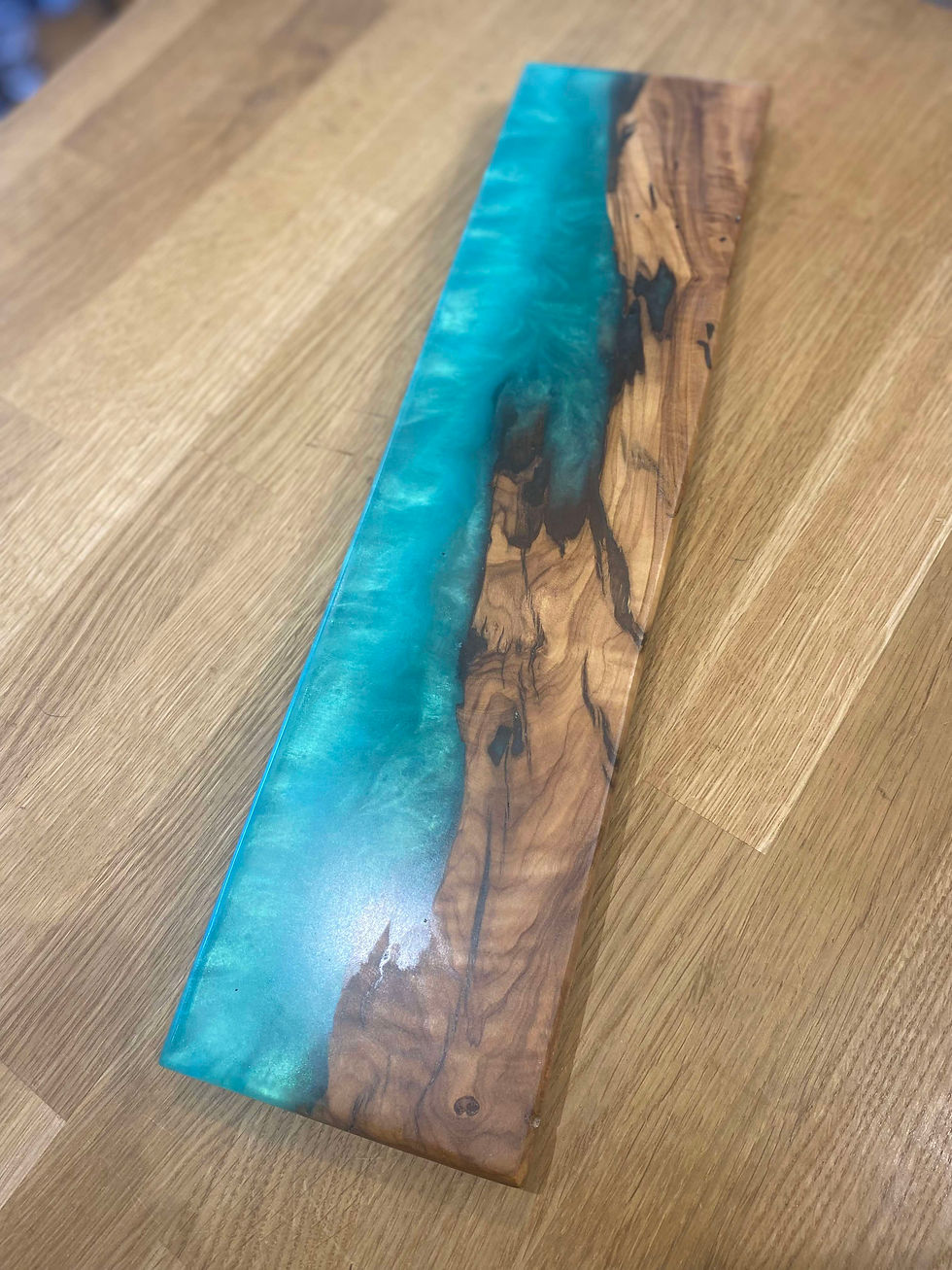 Thumbnail: Olive Wood and Green Coloured Epoxy Resin Serving Board