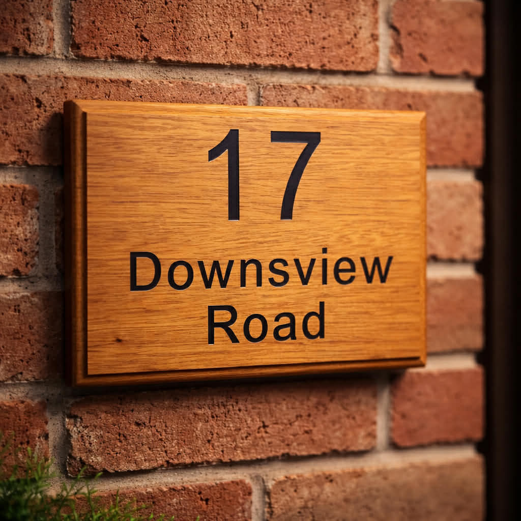 Light Oak Wooden House Sign