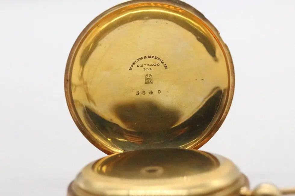 Thumbnail: Waltham American Watch Co. 18K Gold 18s 1880's Hunter Pocket Watch With Key