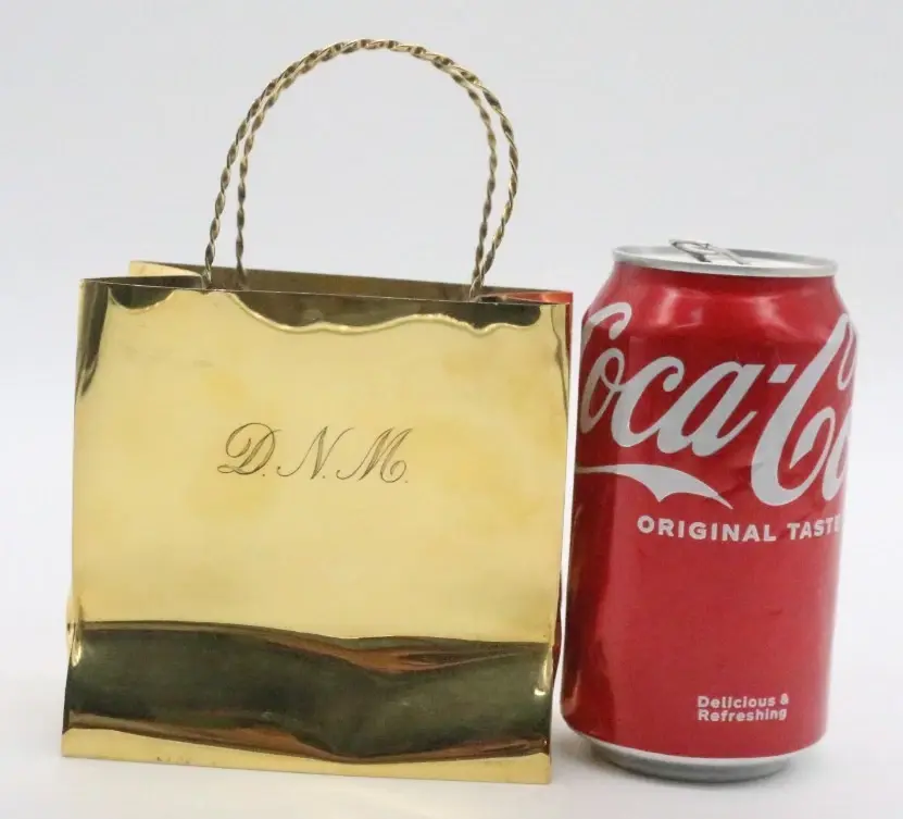 Thumbnail: Cartier Sterling Silver Gold Tone Handmade Mini Shopping Bag Monogrammed DNM