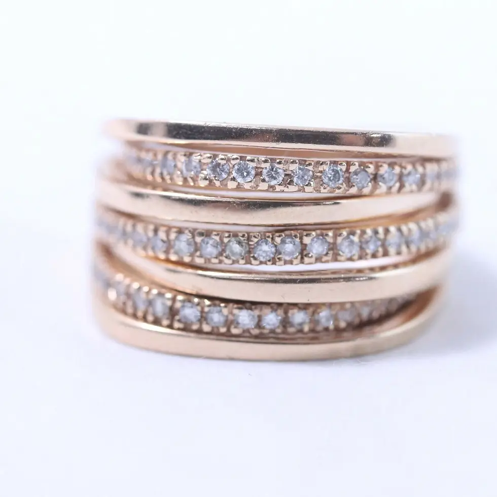 Thumbnail: Sonia B Bitton 14k Rose Gold Diamond Wide Band Ring Size 6