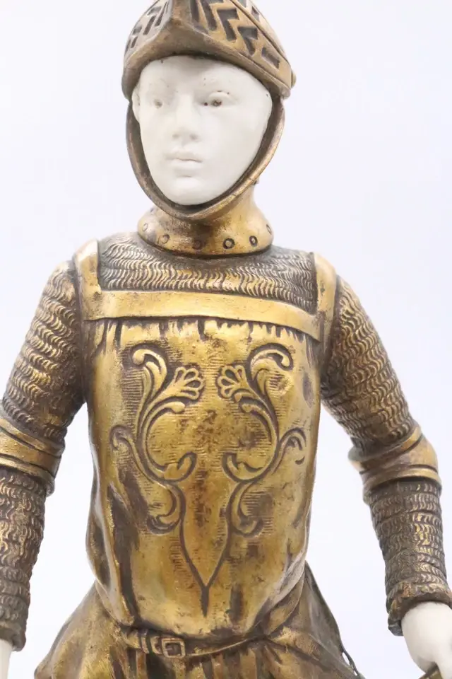 Thumbnail: G. H. Tremo Brass And Porcelain Signed Knight "Chevalier" Approximately 1900