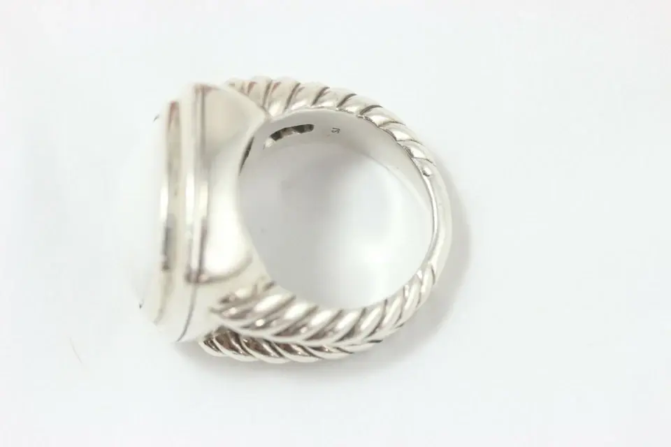 Thumbnail: David Yurman Albion White Agate Sterling Ring Size 7.5