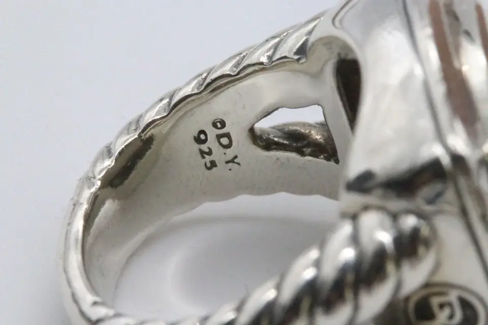 Thumbnail: David Yurman Sterling Silver Albion White Agate Ring Size 8